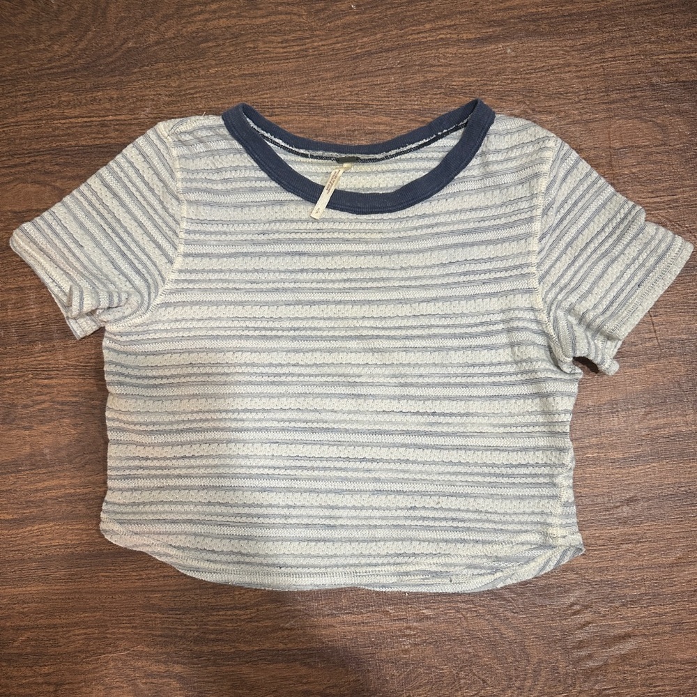 Free People Eloise Crop Tee with stripes - Small